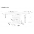 Стол обеденный SIGNAL LEONARDO белый лак/белый лак 140-180/80